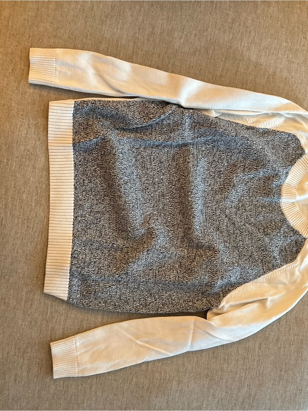GAP Two-Tone Crewneck Sweater in Cream and Gray